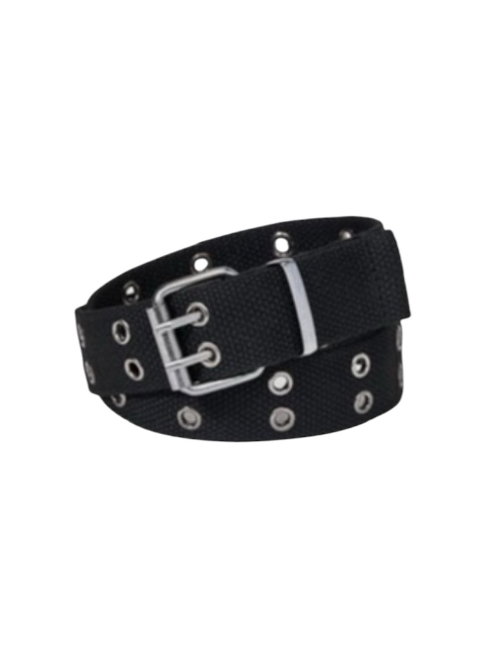 Kids Black Grommet Canvas Belt with Silver Buckle Size Medium